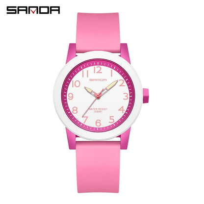 SANDA Women Watches Fashion Silicone Analog Quartz Wrist Watch Baseball Sports Waterproof Boy Girl Casual Clock Children Gifts