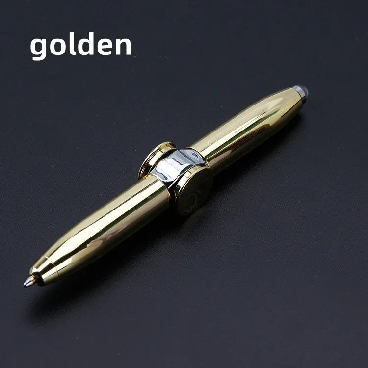 Multifunctional Decompression Finger Rotate Luminous Gyro Pens Toy Fidgets Spinner LED Light Ballpoint Pen Metal Gyro Pen Gift