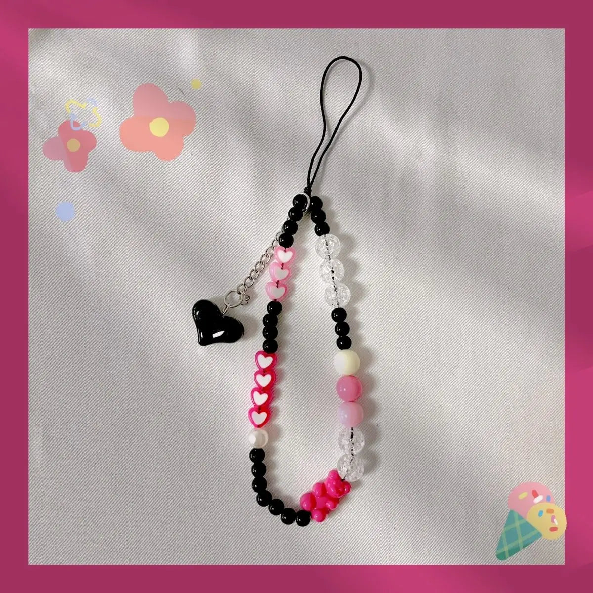 Phone Anti-lost Lanyard Key Short Wrist Pendant Colorful Macaron Round Bead Pendant Women's Hand-held Chain Mobile Phone Lanyard
