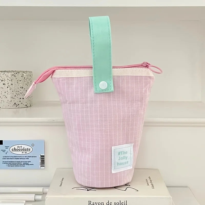 Jolly House Large Capacity Pencil Case, Zipper Fabric Desk Organizer Pen Holder for School Office Travel