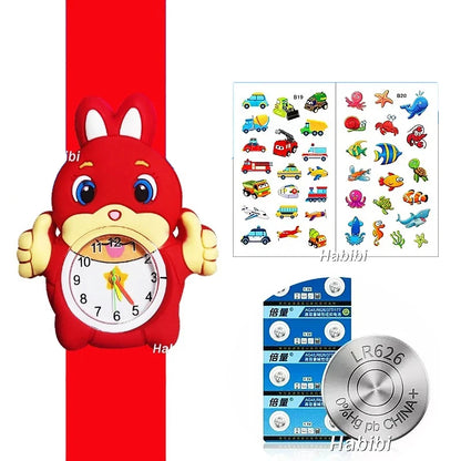 Boys Girls Watches Baby Kindergarten Party Gift Children Study Time Toy Wristwatches Slap Bracelet Clock Cartoon Kids Watches 22