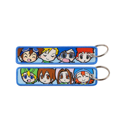 Popular Anime Character Embroidery Keychain Cool Cartoon Key Tag Motorcycles Cars Backpack Chaveiro Fashion Keyring Friend Gifts