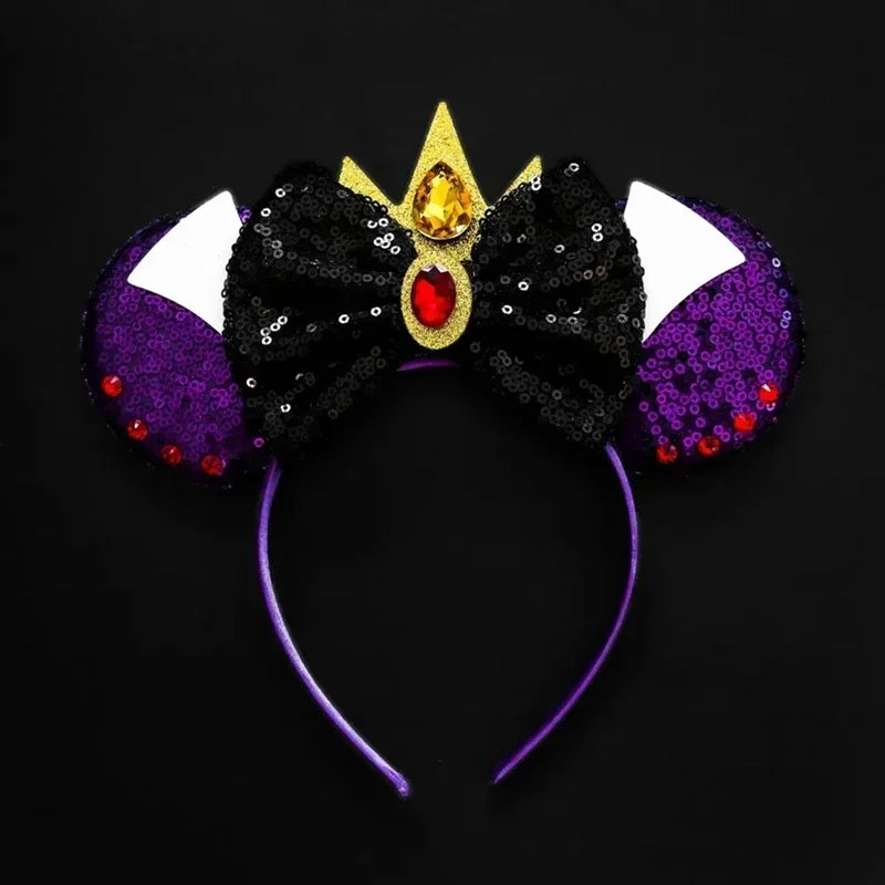 Disney leather Bat Bows Mickey Mouse Ear Headband for Adults Halloween Headwear Women Girls Cosplay Ghost Party Hair Accessories