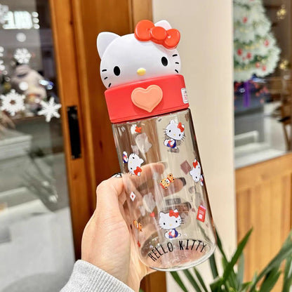 500ML Sanrio Hello Kitty Kuromi Clear Cup Anime Melody Cinnamoroll Outdoor Camping Travel Kawaii Water Mugs Friend Birthday Gift