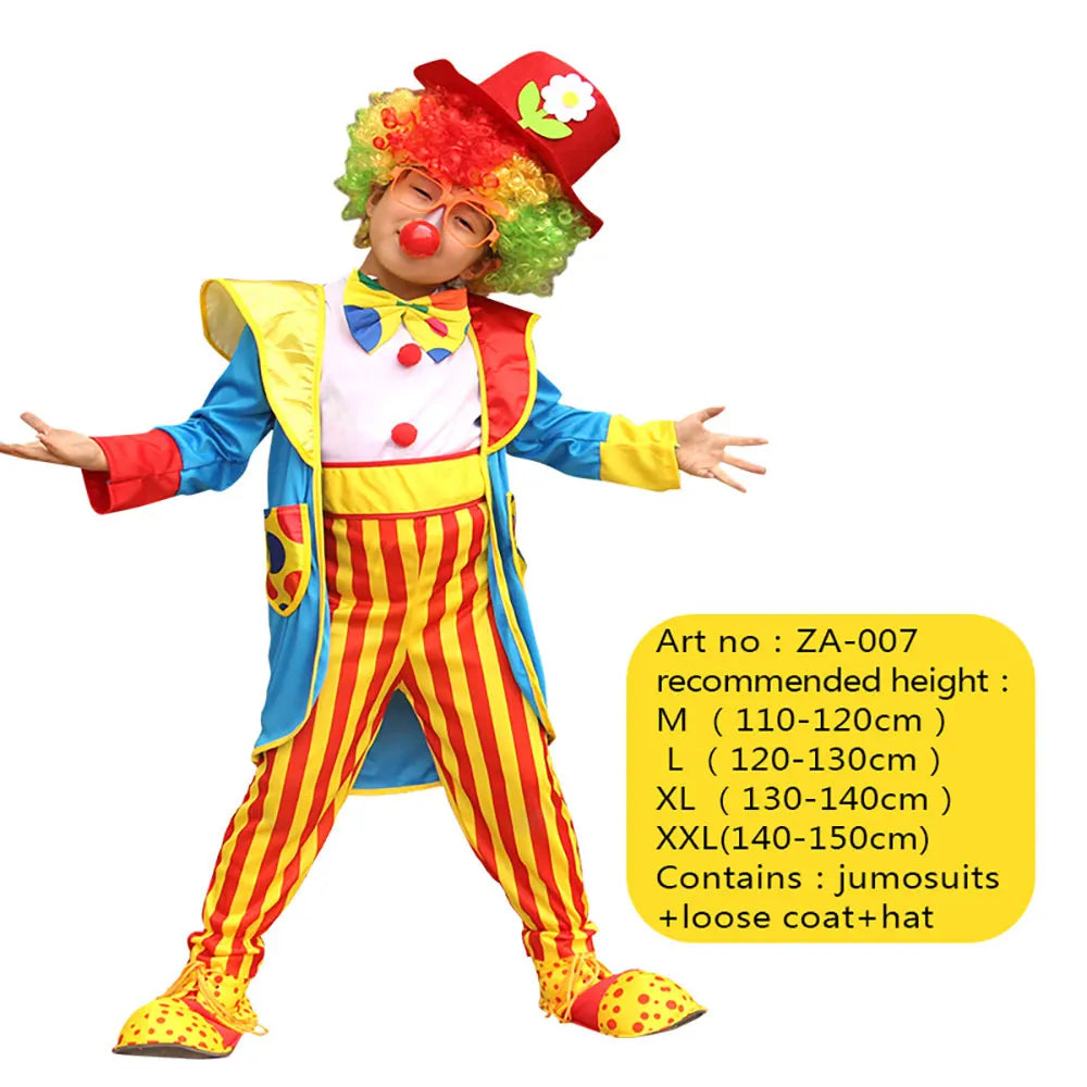 Children's Joker Costumes - Carnival Joker Jumpsuit Halloween Party, Circus Performance Costumes,