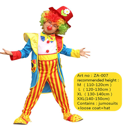 Children's Joker Costumes - Carnival Joker Jumpsuit Halloween Party, Circus Performance Costumes,