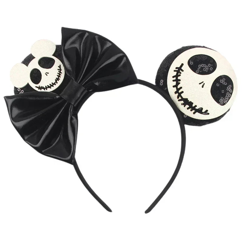 Disney leather Bat Bows Mickey Mouse Ear Headband for Adults Halloween Headwear Women Girls Cosplay Ghost Party Hair Accessories