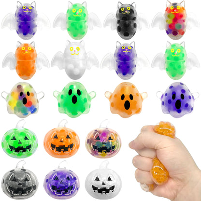 3/6/12pcs Halloween Squeeze Balls Pumpkin Ghost Bat Stress Relief Fidget Toy Kids Trick or Treat Party Favor Goodie Bag Stuffer