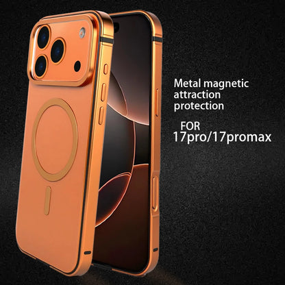 Magnetic Original Phone Case For iPhone 17 18 Pro Max 18Pro 16 15 Pro Max High End Metal Frame Anti Drop Protective Cover