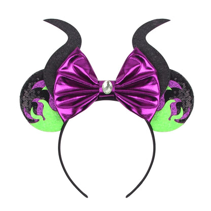 2024 Halloween Mouse Ears Headband Sequins Bow Hairband For Women Featival Party DIY Hair Accessories Boutique