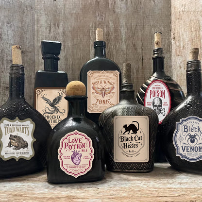 12pcs Irregular Halloween Potion Wine Bottle Labels,Apothecary Stickers For Spooky Party,Ideal For Haunted House Bar Decor Gift