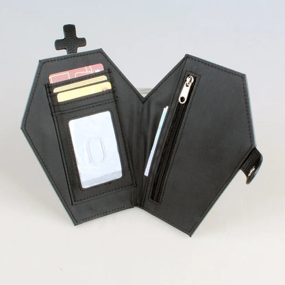 Women's Niche Coffin Shaped Handbag Wallet Double Fold Zero Wallet Unique Halloween Gift