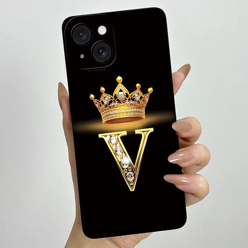 For Apple iPhone 15 Plus Case iPhone15 Pro Crown Letter Cover Soft Liquid Phone Case For iPhone 15 Pro Max iPhone15 Fundas Coque