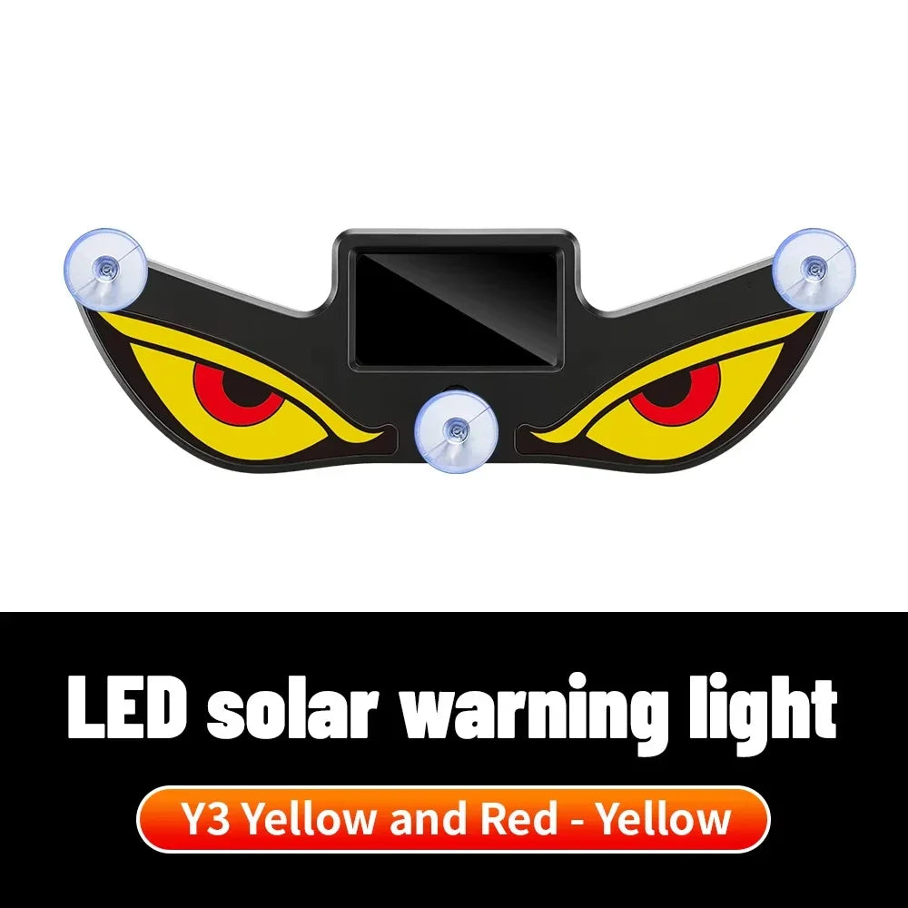 Solar Power Car Decorative Lamps Demon Eyes Light Cool Flashing Warning Light Dynamic Safety Vehicle Signal Lights for Halloween