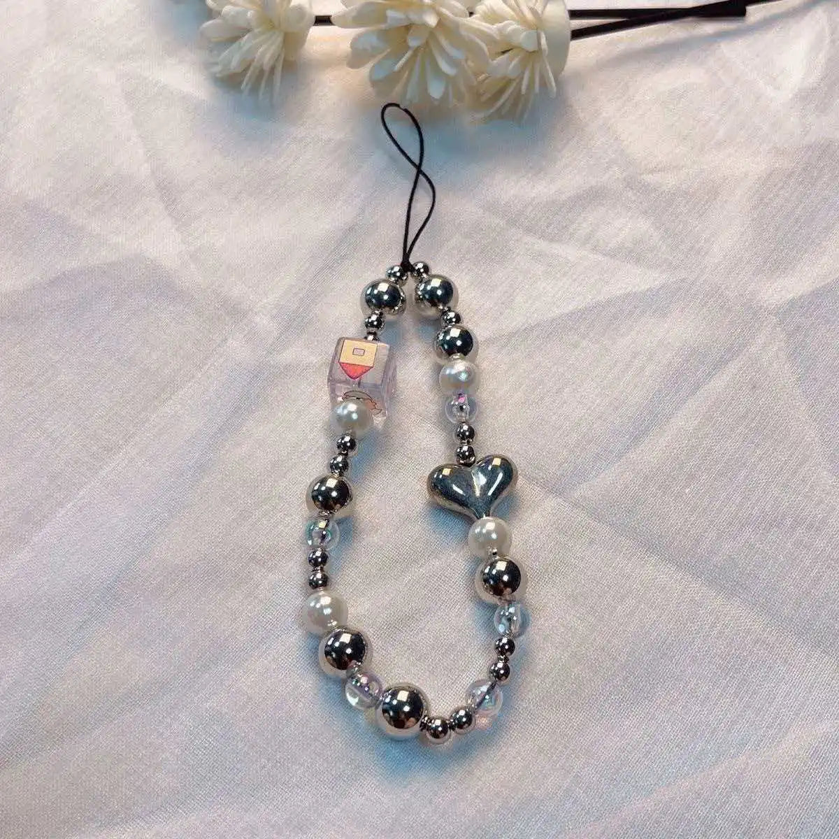 Phone Anti-lost Lanyard Key Short Wrist Pendant Colorful Macaron Round Bead Pendant Women's Hand-held Chain Mobile Phone Lanyard