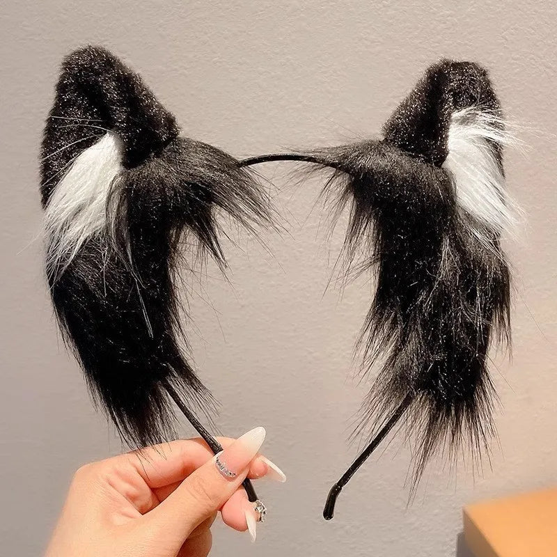 1pcs Cat ear headband Cute plush hairband Holiday dress up Christmas animal Ear hoop Children's hair accessories