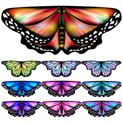 Kids Butterfly Wings Cape Girls Fairy Shawl Pixie Cloak Fancy Colorful Dress Costume Gift  Party & Holiday DIY Decorations