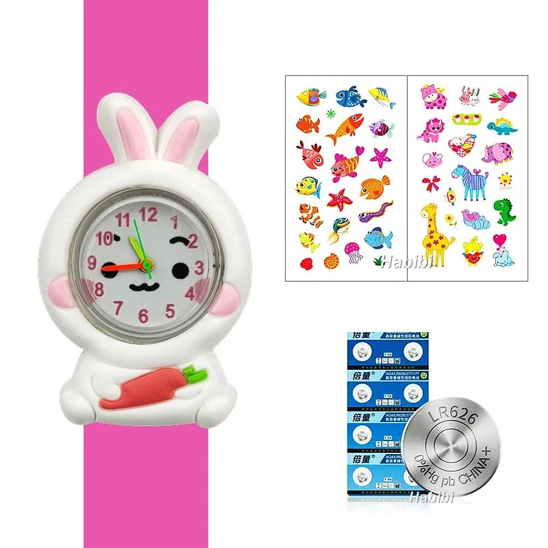Boys Girls Watches Baby Kindergarten Party Gift Children Study time Toy Wristwatches Slap Bracelet Clock Cartoon Kids Watches