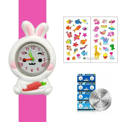 Boys Girls Watches Baby Kindergarten Party Gift Children Study time Toy Wristwatches Slap Bracelet Clock Cartoon Kids Watches