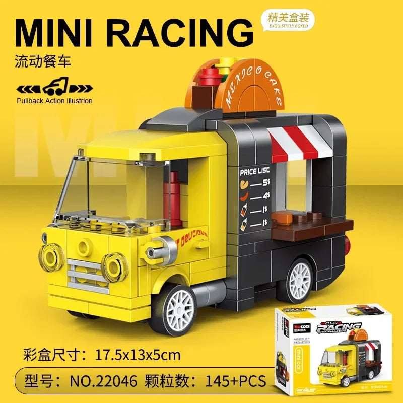 Racing Car Bus Engineering Vehicle Ambulance Pull Back Model Building Blocks Brick Toys Children Boys Compatible With Lego