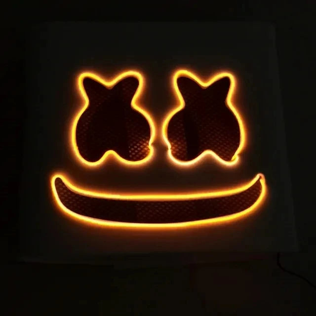 Halloween LED DJ Mask Lifelike Marshmello Mask Breathable Helmet Mask Durable Carnival Festival Halloween Party Props Cosplay