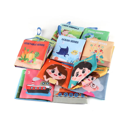 Soft Baby Books Toys Montessori 3D Touch Feel High Contrast Cloth Book Sensory Early Learning Games for Kids Educational Toys