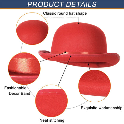 Halloween Men Women Magician Hats Cap Gentleman Jazz Hat Top Hat Black Red Party Bowler Hat