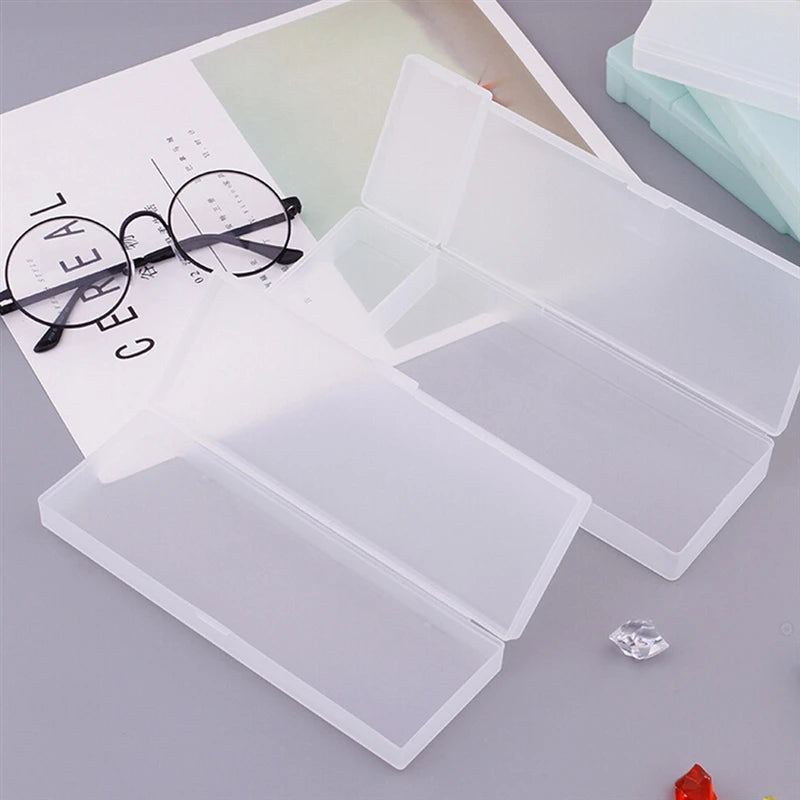 Pencil Cases School Office Simple Matte Transparent Plastic Box Frosted Pink Green White Pens Storage Stationery Supplies