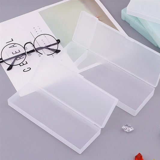 Pencil Cases School Office Simple Matte Transparent Plastic Box Frosted Pink Green White Pens Storage Stationery Supplies