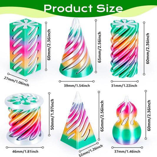 3D Printed Spiral Cone Fidget Toy Impossible Passthrough Pyramid Pillar Vortex Helix Gourd Cylinder Illusion Stress Relief