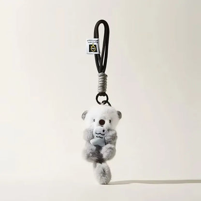 ZAKOL Cute Otters Holding Fish Plush Pendant Keychain Backpack Keyrings Pendant Bag Key Wallet Pendant Wholesale
