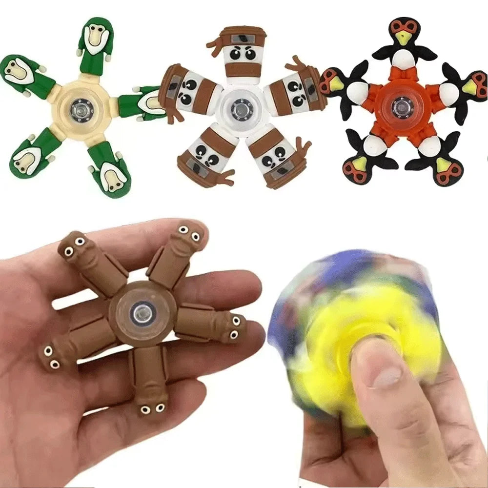 Italian Brainrot Tung Deformed Fidget Spinner Chain Toy Antistress Hand Spinner Vent Toy Adult Stress Relief Fidget Sensory Gyro