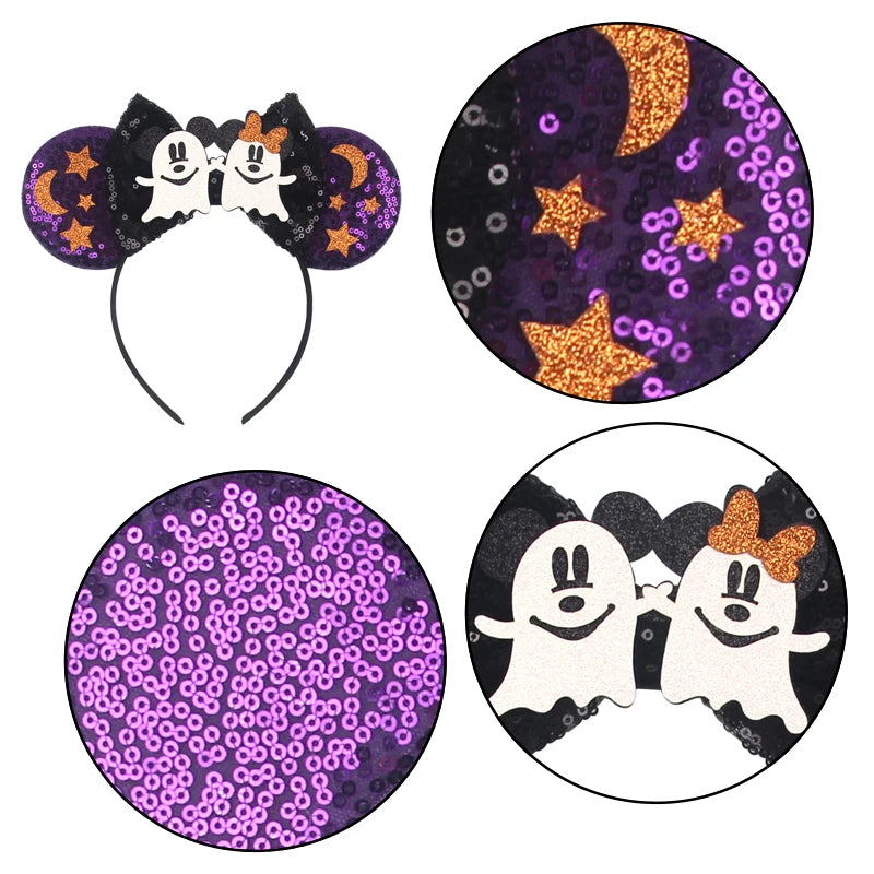 2023 Mouse Ears Headband For Kids Adult Halloween Spider Sequins Bow Hairband Festival Party Cospaly DIY Hair Accessories