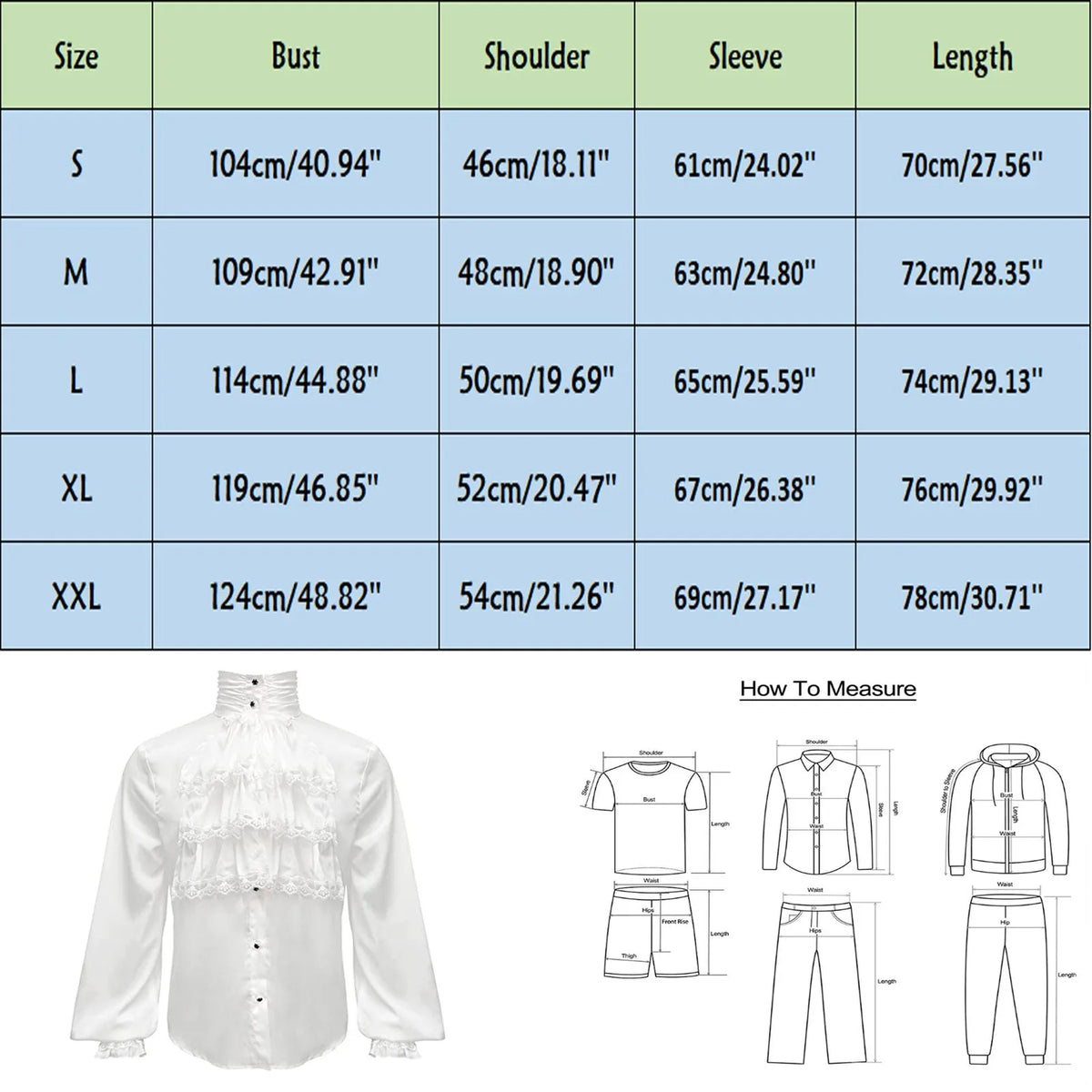Men Steampunk Shirt Vintage Prince Medieval Renaissance Blouse Male White Black Turtleneck Tops Victorian Cosplay Costumes