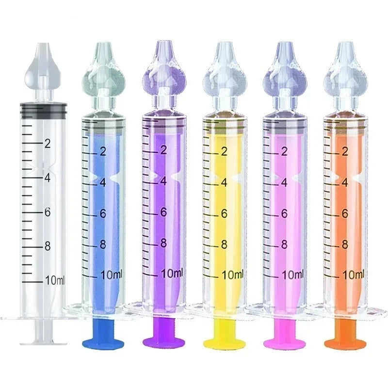 10ml Baby Nose Cleaner with Silicone Nasal Suction Tips Syringe Nasal Irrigator Portable Needle Tube Nasal Washer for Infants