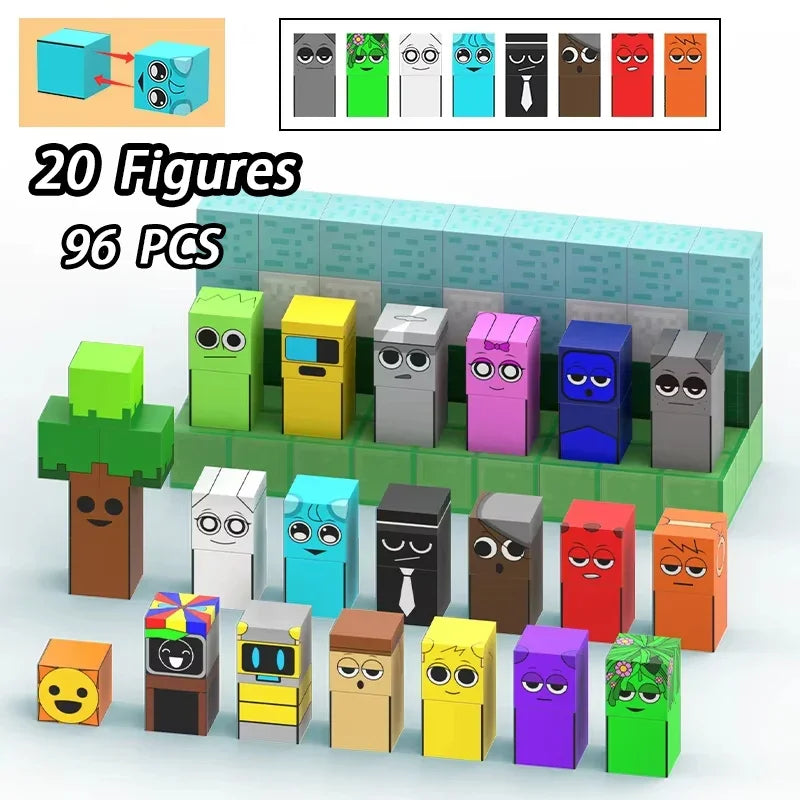 Magnetic Building Block Sprunki Magnet Cube Mine World Kid Gift Set for Boy Girl Children Age 3+ DIY Model STEM Sensory MusicToy