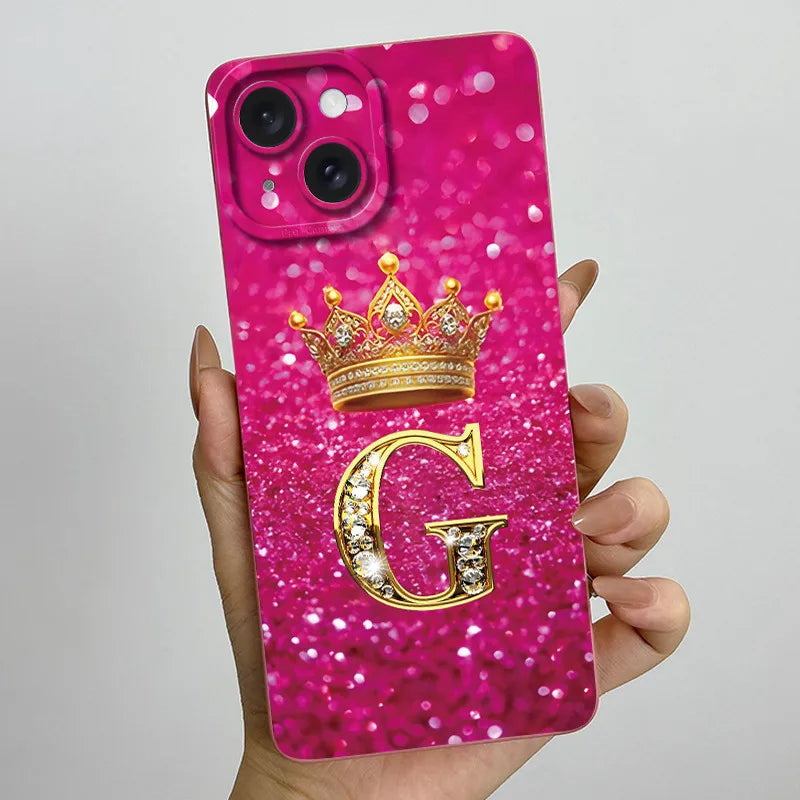 For Apple iPhone 15 Plus Case iPhone15 Pro Crown Letter Cover Soft Liquid Phone Case For iPhone 15 Pro Max iPhone15 Fundas Coque