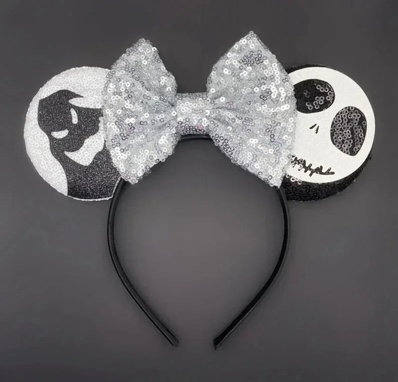 Disney leather Bat Bows Mickey Mouse Ear Headband for Adults Halloween Headwear Women Girls Cosplay Ghost Party Hair Accessories