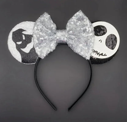 Disney leather Bat Bows Mickey Mouse Ear Headband for Adults Halloween Headwear Women Girls Cosplay Ghost Party Hair Accessories