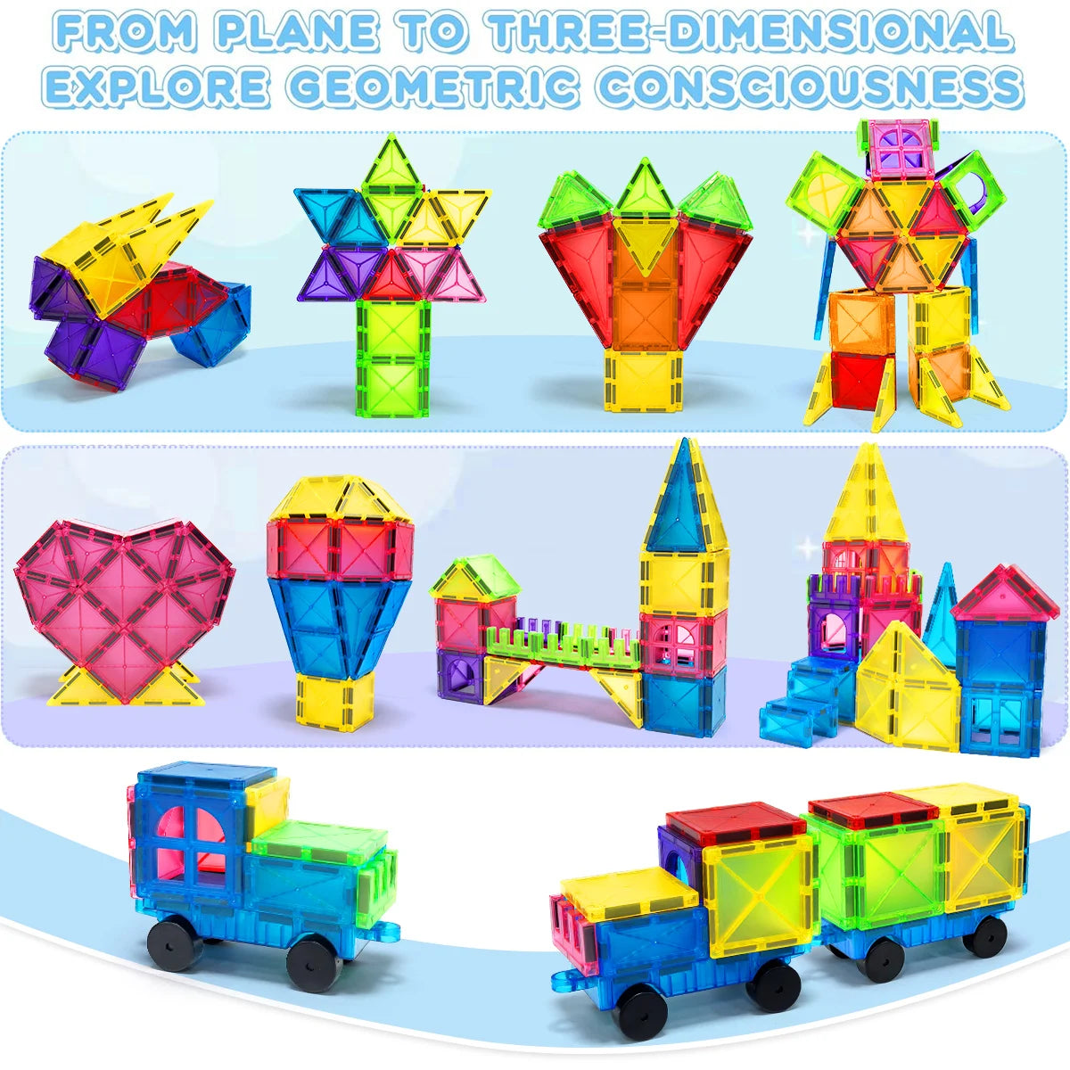 Magnetic Building Blocks Construction Set Montessori Sensory Educational DIY Toy For 3Years+ Old Kids Boys Girls Gifts