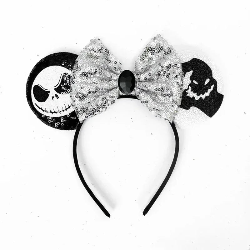 Disney Halloween Ear Headbands For Adults Kids Cosplay Bat Skeleton Maleficent Hairband Girls Ghost Women Party Hair Accessories
