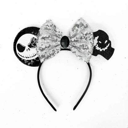 Disney Halloween Ear Headbands For Adults Kids Cosplay Bat Skeleton Maleficent Hairband Girls Ghost Women Party Hair Accessories