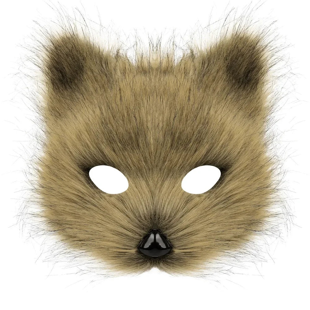 Cat Cosplay Costume Foxes Mask+Tail +Gloves Set  Halloween Costume Accessorie Wolf Therian Theme Party Dress Up Prop Accessories