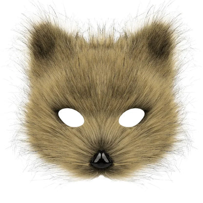 Cat Cosplay Costume Foxes Mask+Tail +Gloves Set  Halloween Costume Accessorie Wolf Therian Theme Party Dress Up Prop Accessories