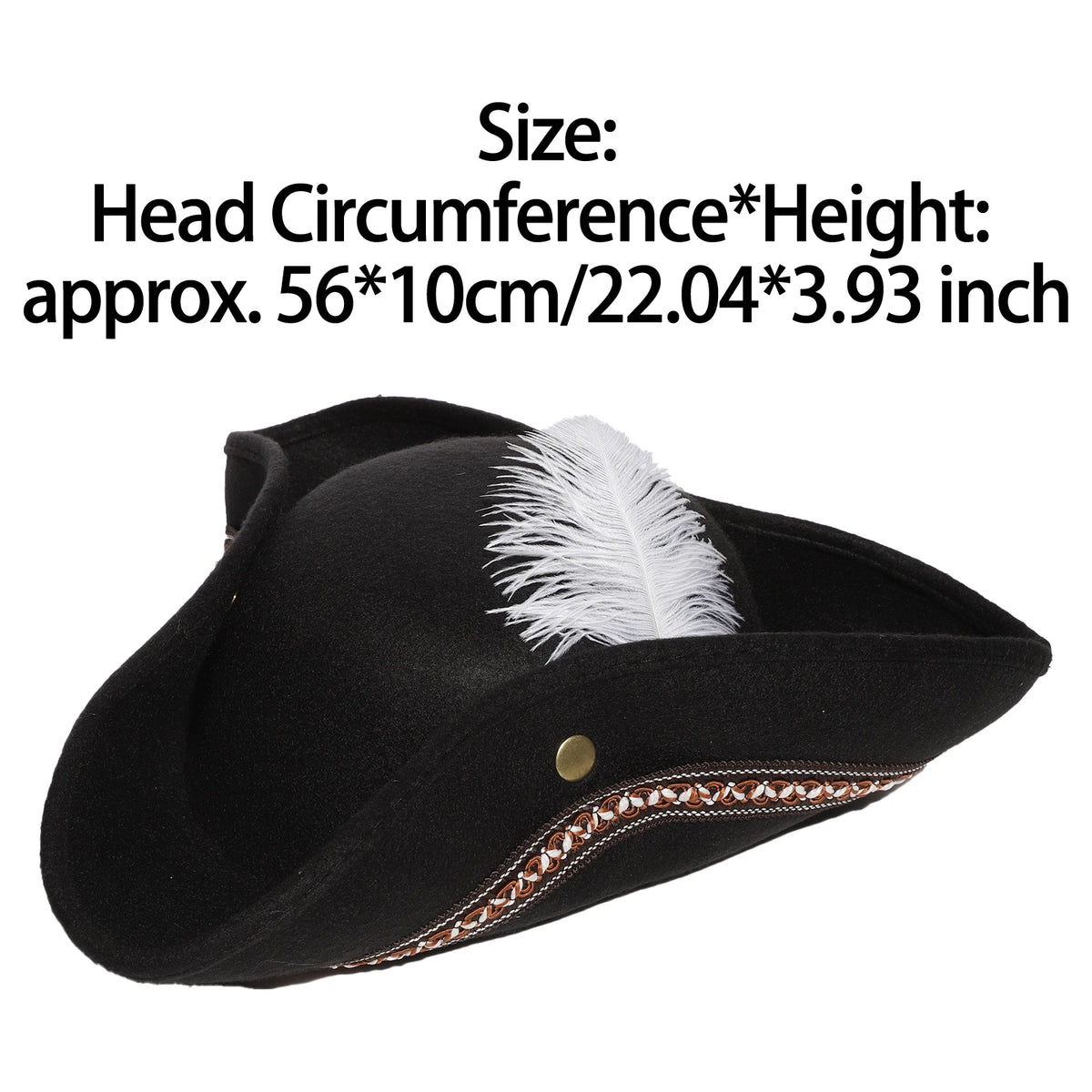 Black Brown Pirate Hat Caribbeans Tricorn Pirate Hat Halloween Cosplay Captain Hat Cap Jacks Sparrows Hat Masquerade Headgear