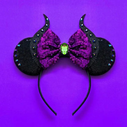 Disney Halloween Ear Headbands For Adults Kids Cosplay Bat Skeleton Maleficent Hairband Girls Ghost Women Party Hair Accessories