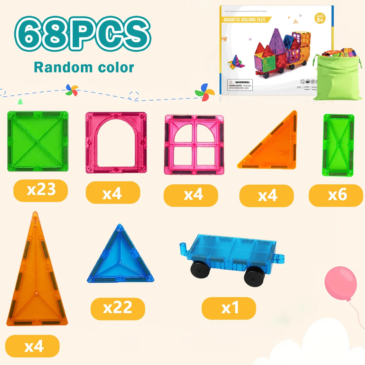 5.5cm Magnetic building blocks magnetic force plate children's toys, creative architect toys, handheld children's gifts