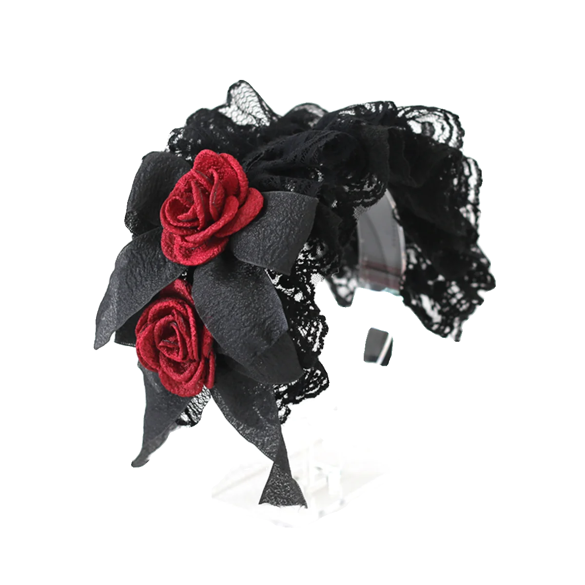 Original Black and Red Lace Lolita Headgear Doll Feeling Bow Headband KC Goth Lo Girl Halloween Hair Accessories
