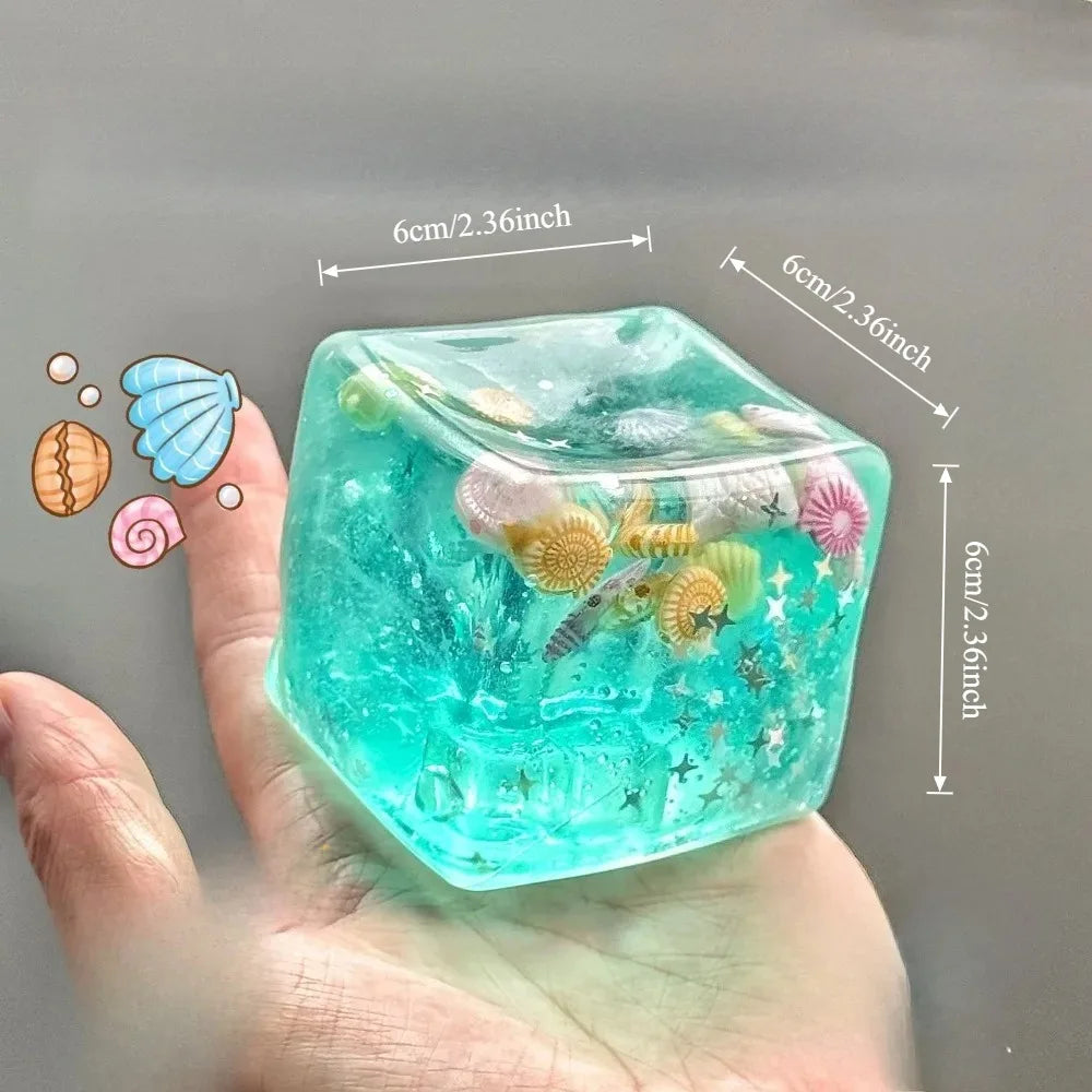 Taba Squishy Stress Balls Cube - Ocean Sensory Fidget Toy Slow Rise Squishy Toys for Kids and Adults Squeeze Relax Gift