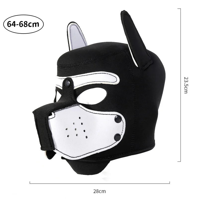 Fashion Unisex Sexy Costumes Latex Open Mouth Dog Headgear Halloween Pupply Play Party Couples Games Full Face Fetish Masks Hood